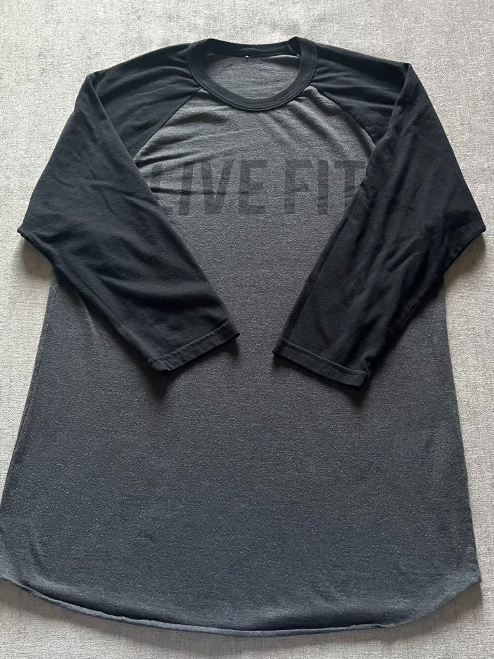 LVFT Live Fit 3/4 Sleeve Baseball T Shirt Men M Gray Performance Workout Gym